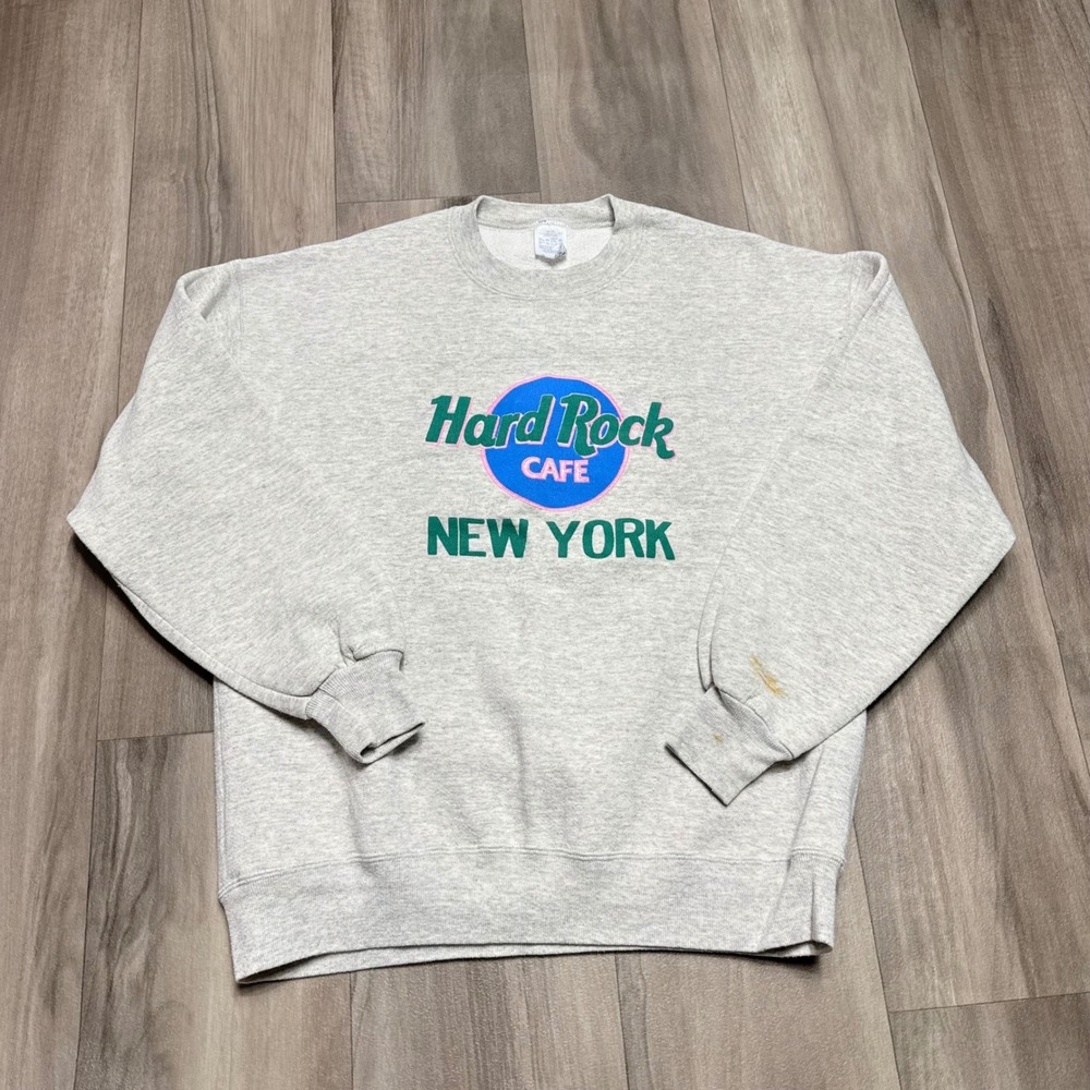 Hard Rock Cafe New York Vintage Graphic Sweatshirt Heather Gray XL 1140